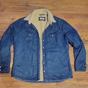Men's sz 40 Taylor Stitch western style denim shearling jacket organic cotton